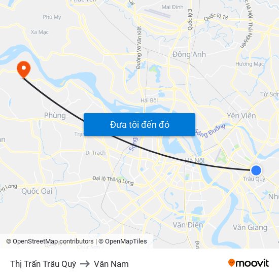 Thị Trấn Trâu Quỳ to Vân Nam map