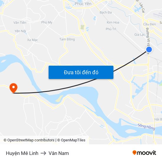 Huyện Mê Linh to Vân Nam map