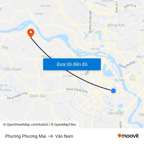 Phường Phương Mai to Vân Nam map