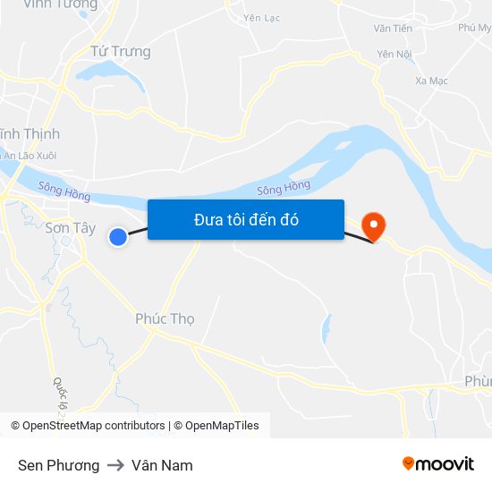 Sen Phương to Vân Nam map