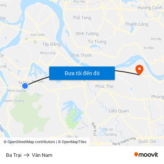 Ba Trại to Vân Nam map