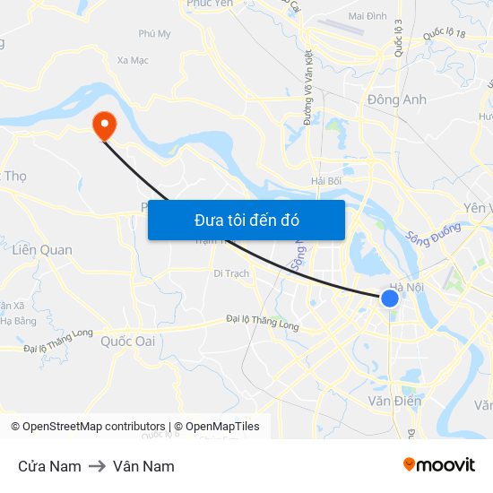 Cửa Nam to Vân Nam map