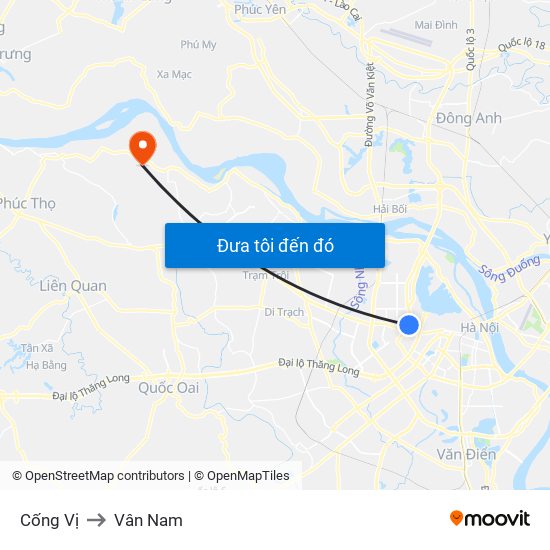 Cống Vị to Vân Nam map