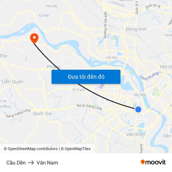 Cầu Dền to Vân Nam map