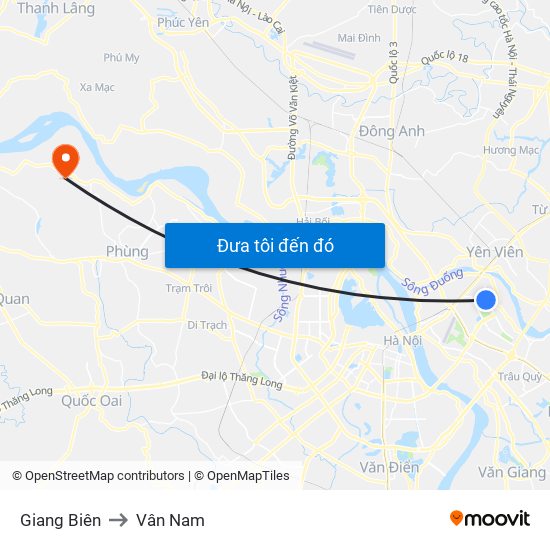 Giang Biên to Vân Nam map