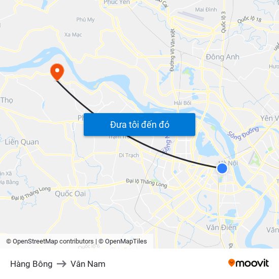 Hàng Bông to Vân Nam map