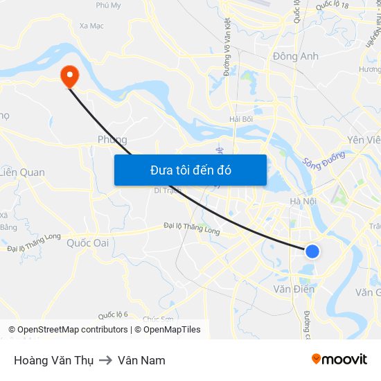 Hoàng Văn Thụ to Vân Nam map