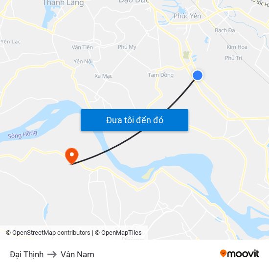 Đại Thịnh to Vân Nam map