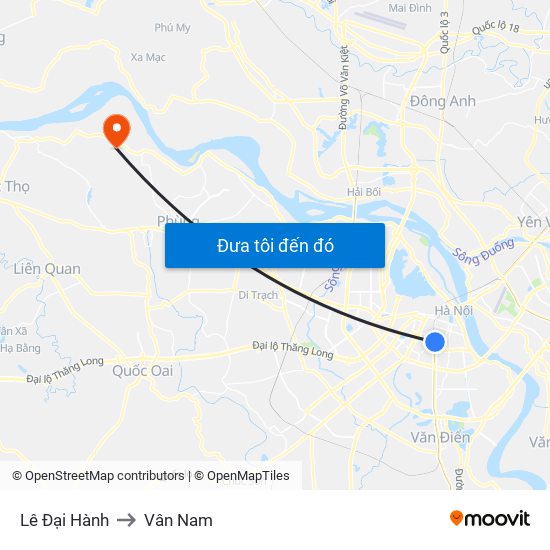 Lê Đại Hành to Vân Nam map