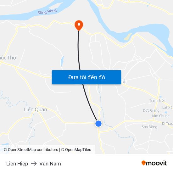 Liên Hiệp to Vân Nam map