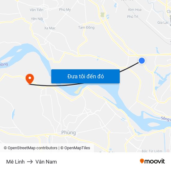 Mê Linh to Vân Nam map