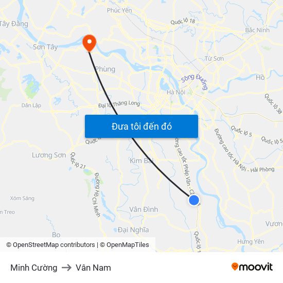 Minh Cường to Vân Nam map