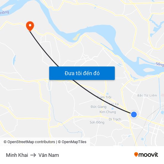 Minh Khai to Vân Nam map