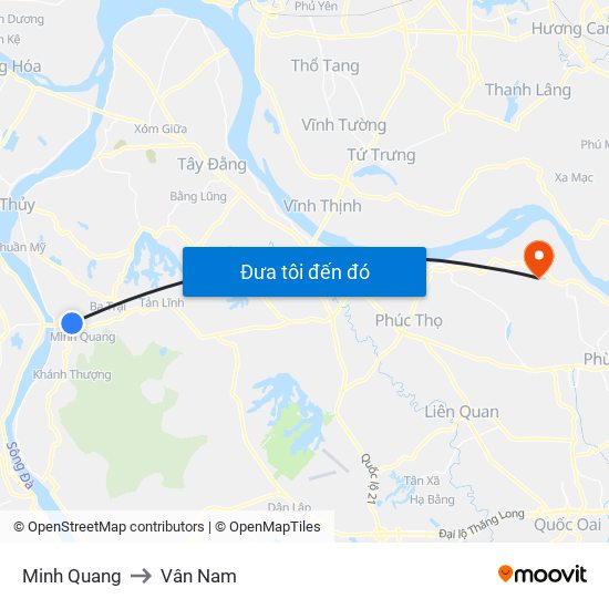 Minh Quang to Vân Nam map