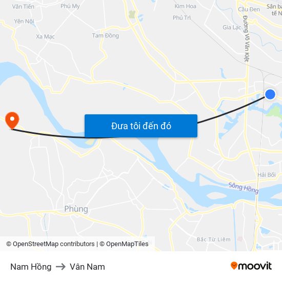 Nam Hồng to Vân Nam map