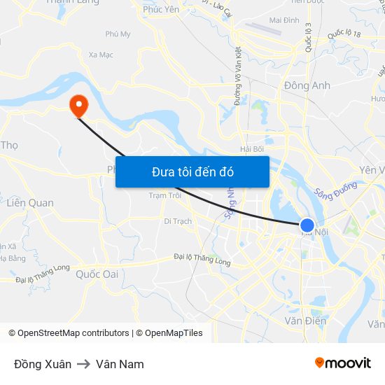 Đồng Xuân to Vân Nam map