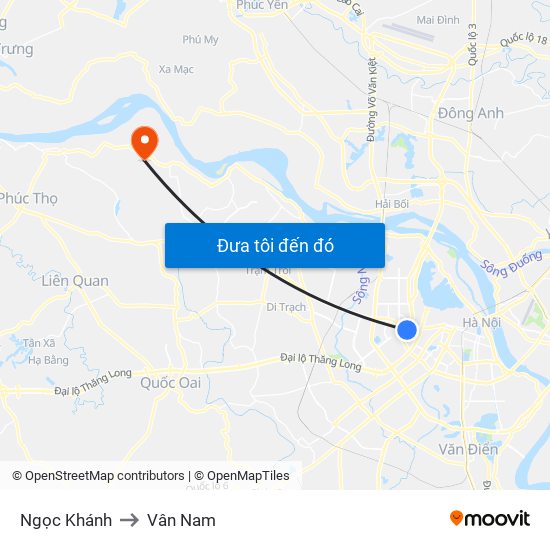 Ngọc Khánh to Vân Nam map