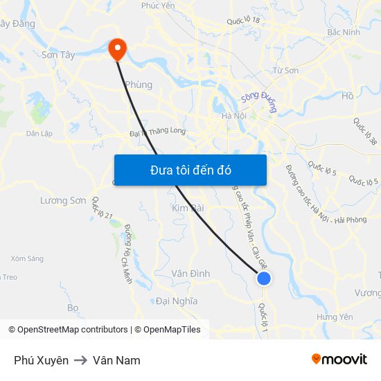 Phú Xuyên to Vân Nam map