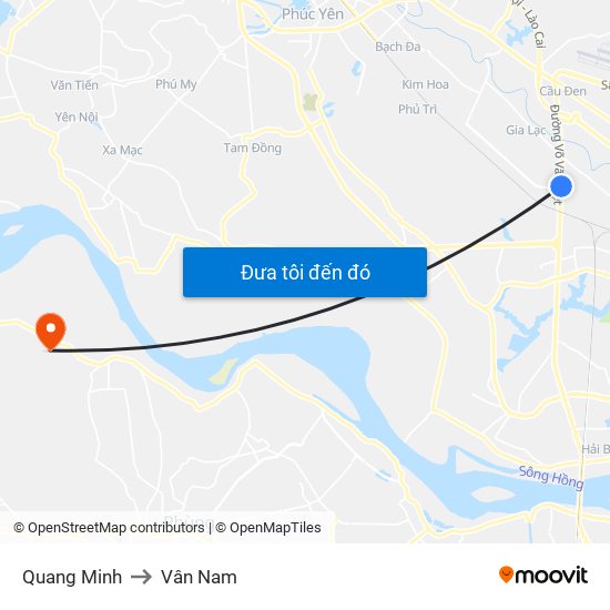 Quang Minh to Vân Nam map