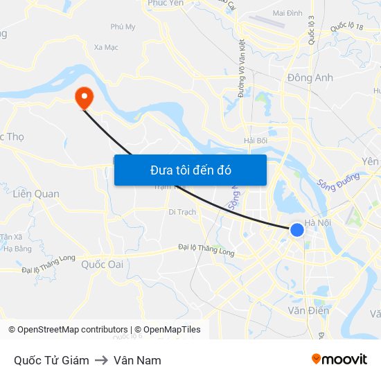 Quốc Tử Giám to Vân Nam map