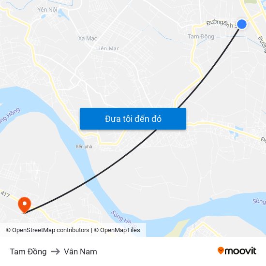 Tam Đồng to Vân Nam map