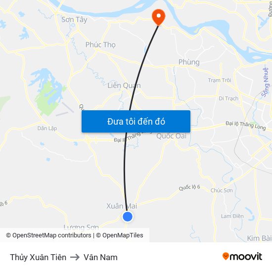 Thủy Xuân Tiên to Vân Nam map