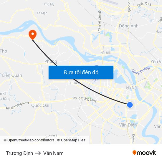 Trương Định to Vân Nam map