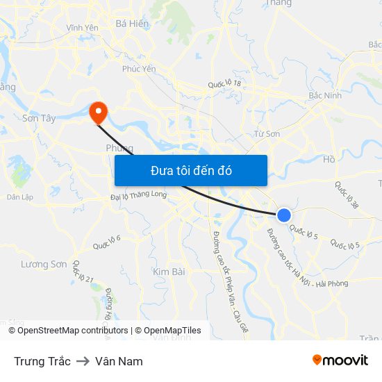 Trưng Trắc to Vân Nam map