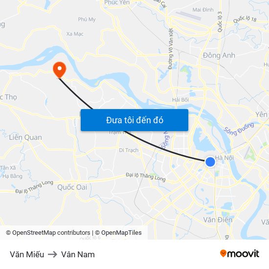 Văn Miếu to Vân Nam map