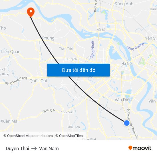 Duyên Thái to Vân Nam map
