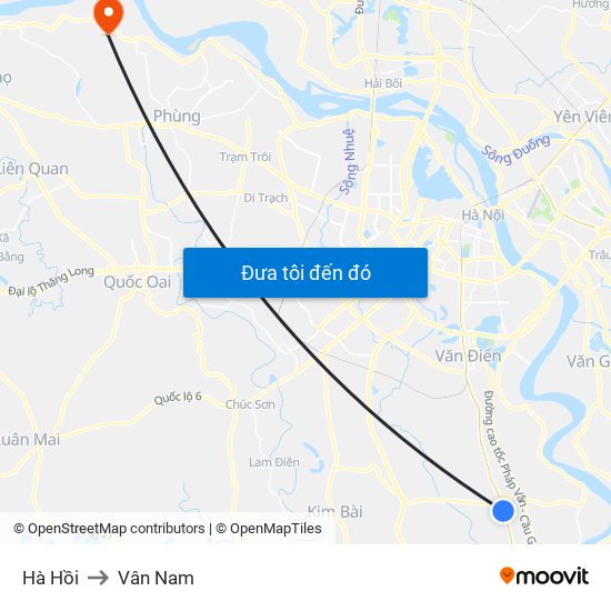 Hà Hồi to Vân Nam map