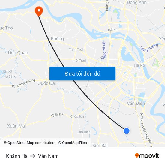 Khánh Hà to Vân Nam map