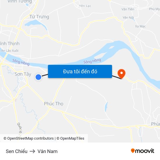 Sen Chiểu to Vân Nam map