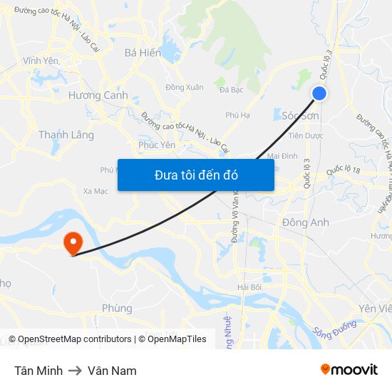 Tân Minh to Vân Nam map