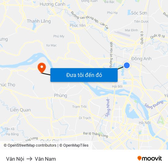 Vân Nội to Vân Nam map