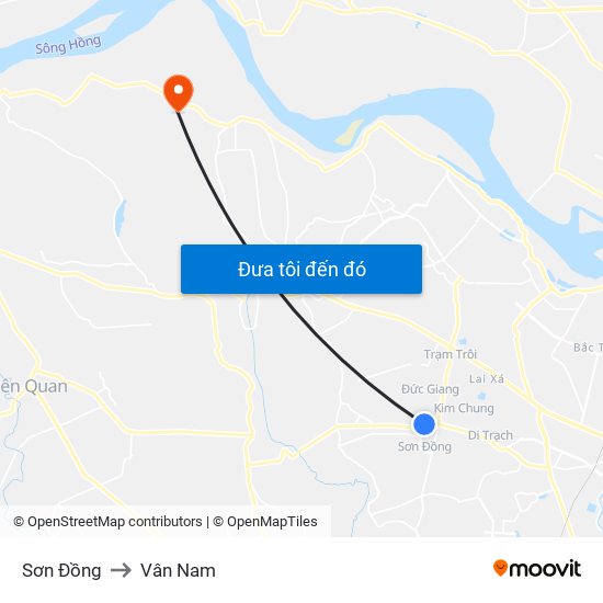 Sơn Đồng to Vân Nam map