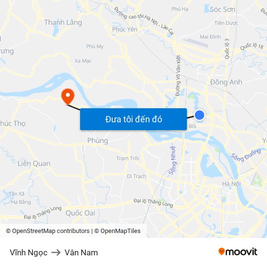 Vĩnh Ngọc to Vân Nam map