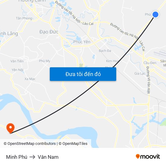 Minh Phú to Vân Nam map