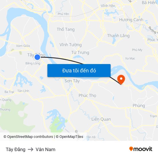 Tây Đằng to Vân Nam map