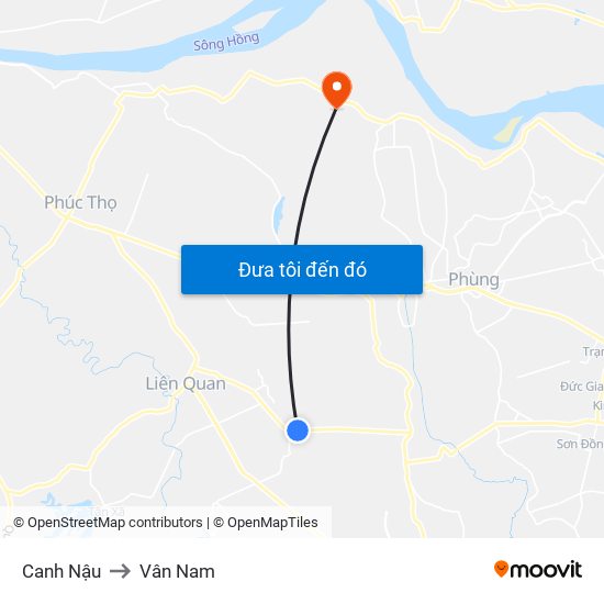 Canh Nậu to Vân Nam map