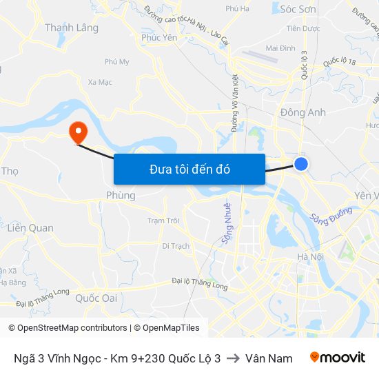 Ngã 3 Vĩnh Ngọc - Km 9+230 Quốc Lộ 3 to Vân Nam map