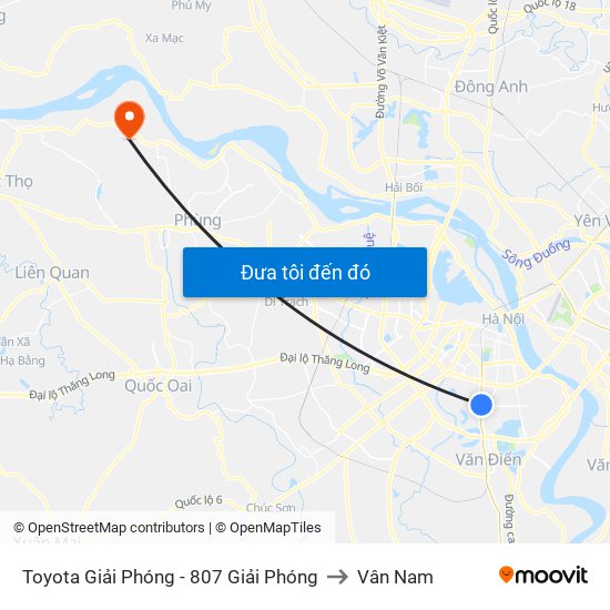 Toyota Giải Phóng - 807 Giải Phóng to Vân Nam map