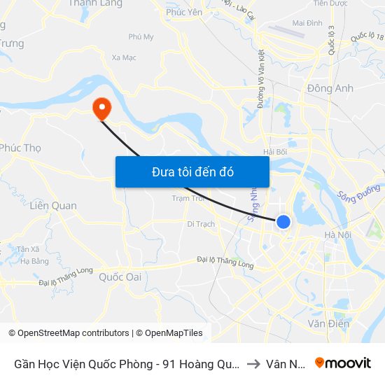 Gần Học Viện Quốc Phòng - 91 Hoàng Quốc Việt to Vân Nam map