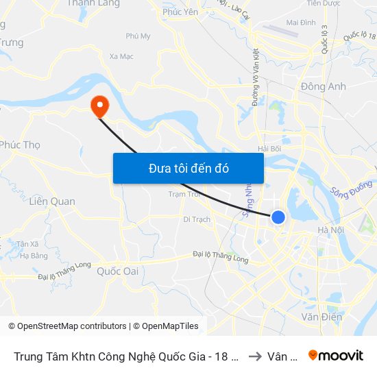 Trung Tâm Khtn Công Nghệ Quốc Gia - 18 Hoàng Quốc Việt to Vân Nam map