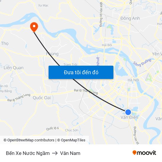 Bến Xe Nước Ngầm to Vân Nam map