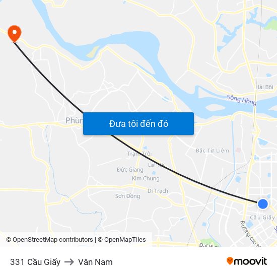 331 Cầu Giấy to Vân Nam map