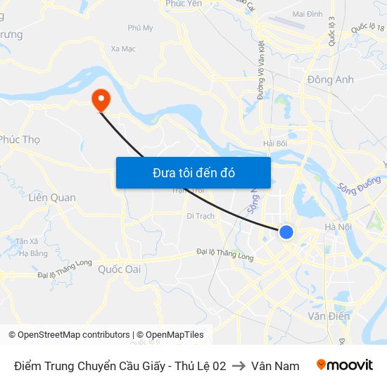 Điểm Trung Chuyển Cầu Giấy - Thủ Lệ 02 to Vân Nam map