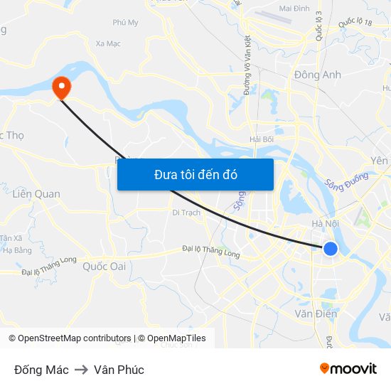 Đống Mác to Vân Phúc map