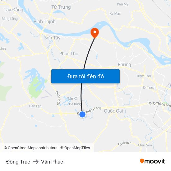 Đồng Trúc to Vân Phúc map