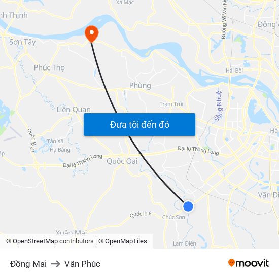 Đồng Mai to Vân Phúc map